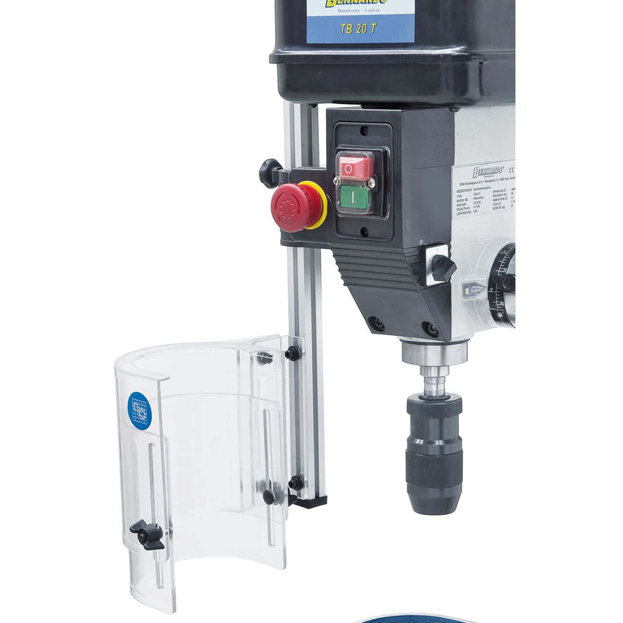 Bernardo TB 20 T / 400 V Einsteiger-Tischbohrmaschine – Bohrer Ø 20 mm, MT 2 Kegel, 16 Drehzahlen 220–2840 U/min, 0,55 kW 400-V-Drehstrommotor, Rechts-/Linkslauf, Gewicht 54 kg