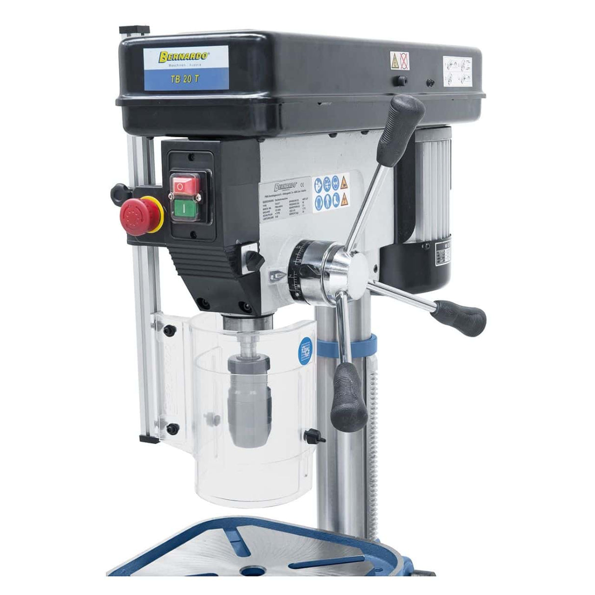 Bernardo TB 20 T / 230 V Einsteiger-Tischbohrmaschine – Bohrer Ø 20 mm, MT 2 Kegel, 16 Geschwindigkeiten 220–2840 U/min, 0,55 kW 230-V-Motor, Gewicht 54 kg