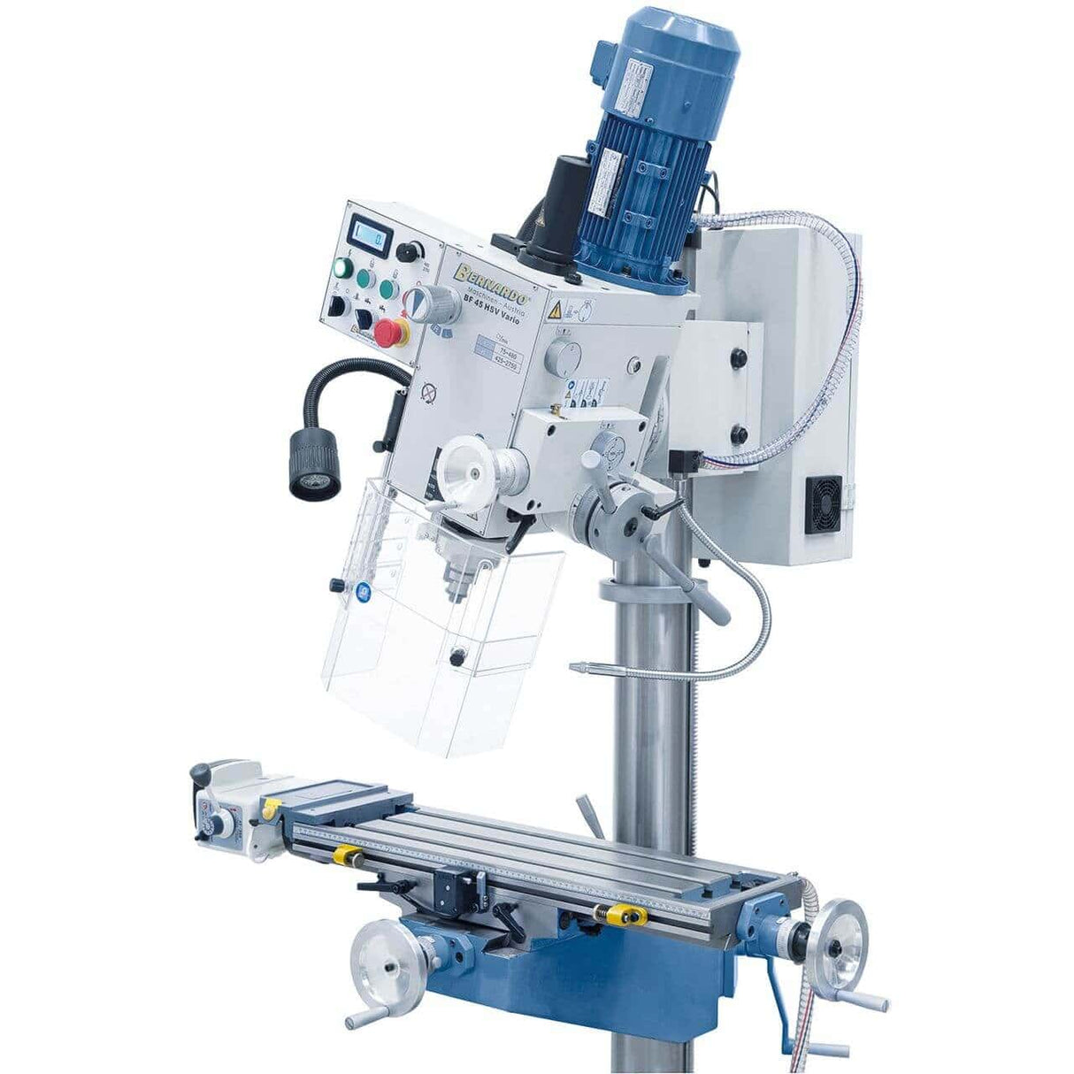 Trapano-fresatrice Bernardo BF 45 HSV Vario con inverter Delta, avanzamento automatico asse X AL 450 D