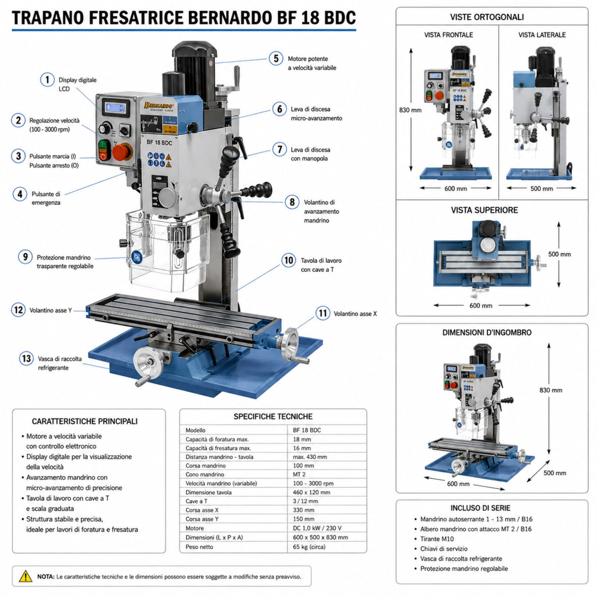 Bernardo BF 18 BDC Bohr-Fräsmaschine