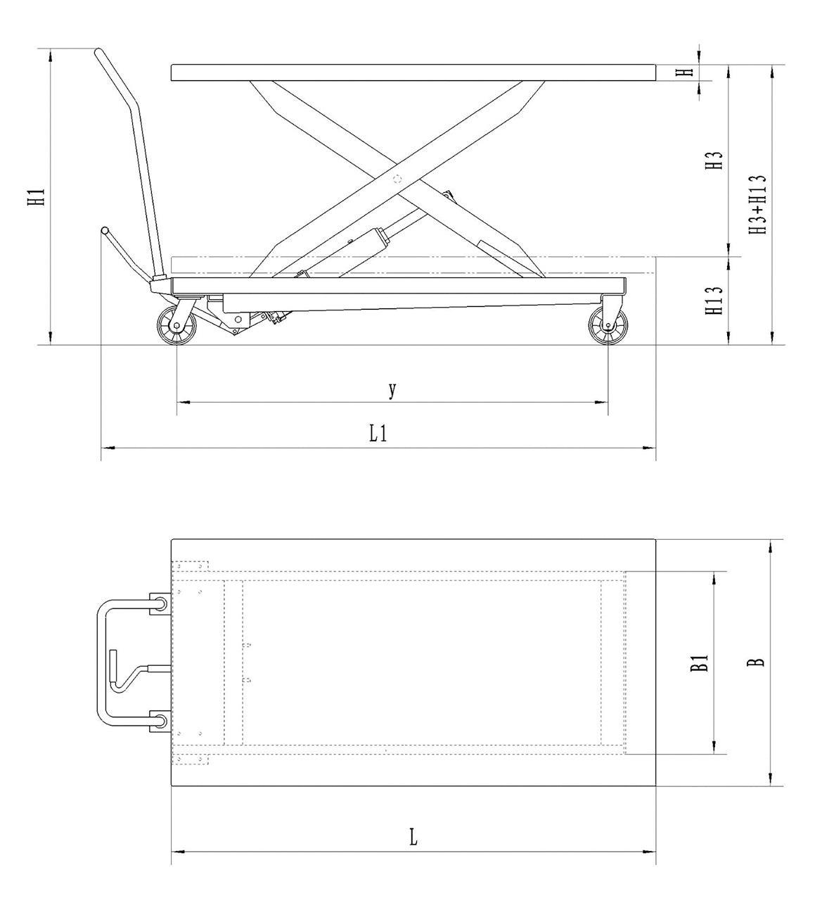 Hydraulischer Hubtisch mit großer Arbeitsfläche TG 500