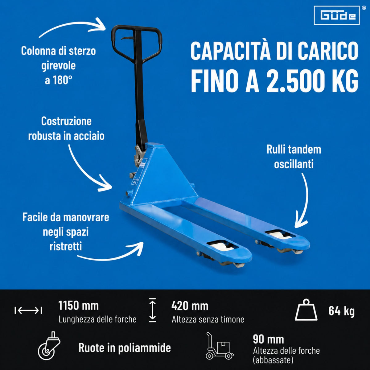 Güde 2500 kg Handgabelstapler - PA