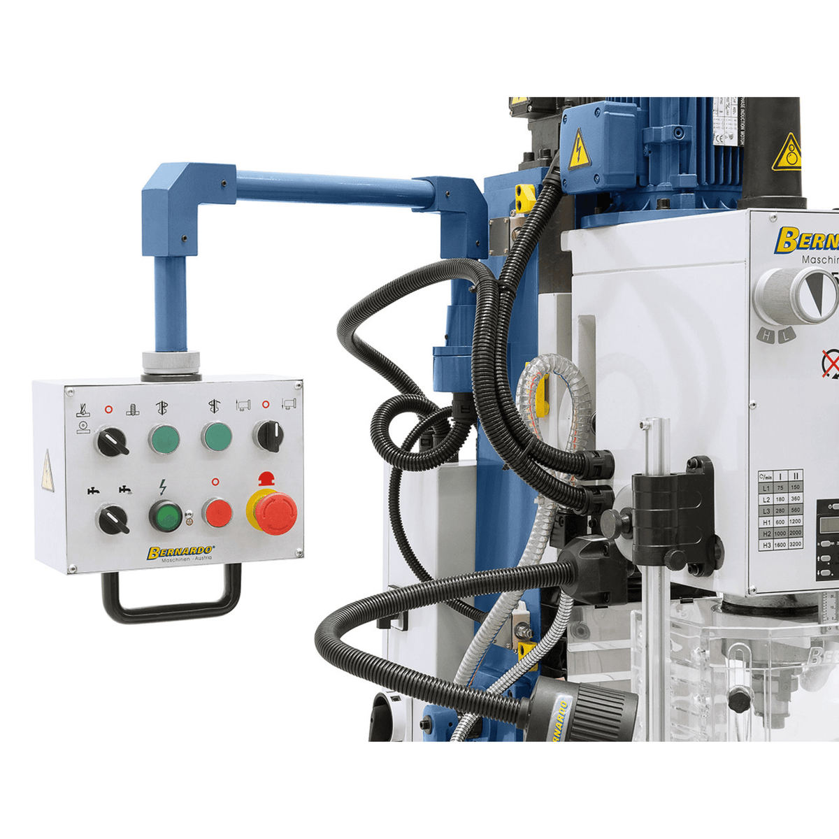 Bernardo FM 55 HSV Bohr-Fräsmaschine mit 3-Achs-Digitalanzeige und automatischem Vorschub