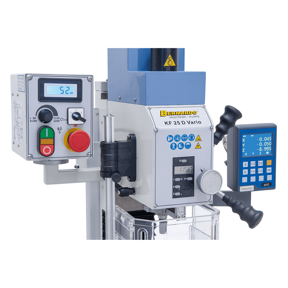 Bernardo KF 25 D Vario Bohr- und Fräsmaschine mit 3-Achs-Digitalanzeige DT 40 und variabler Drehzahlregelung