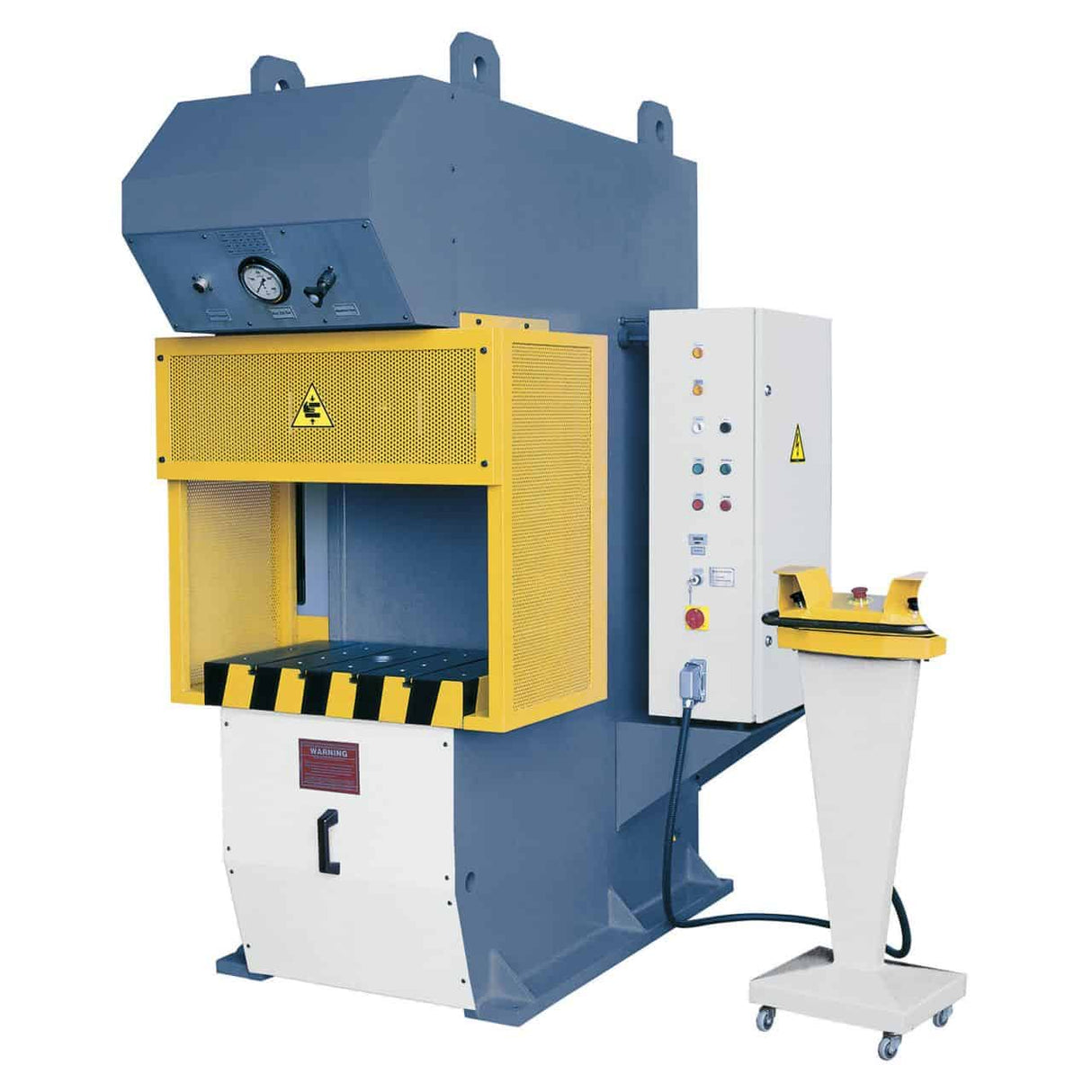 Pressa idraulica Bernardo HCP 100, 100 tonnellate di potenza con tavola 600 × 1100 mm, progettata per lavorazioni industriali di grande intensità.