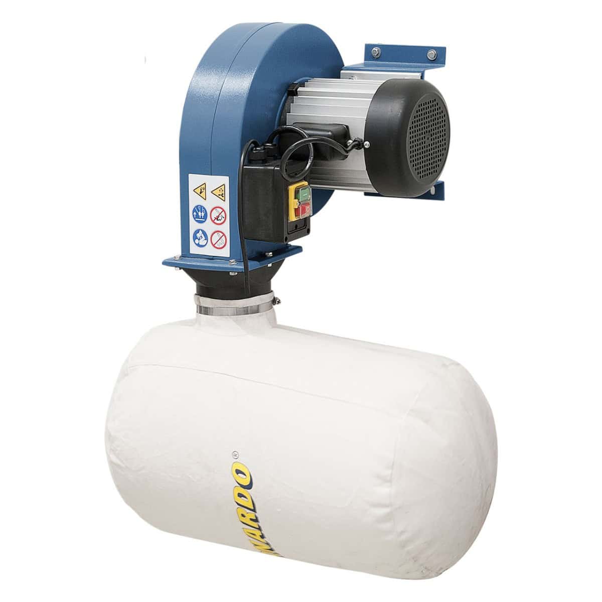 Aspiratore di polvere Bernardo MSA 300 con capacità di 870 m³/h, staffa integrata e sacco filtro incluso.