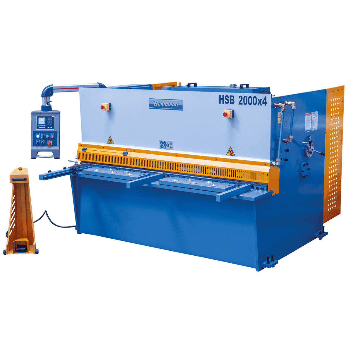 Cesoia idraulica Bernardo HSB 2000 x 4 con arresto posteriore CNC, bracci di supporto frontali e illuminazione integrata della linea di taglio.