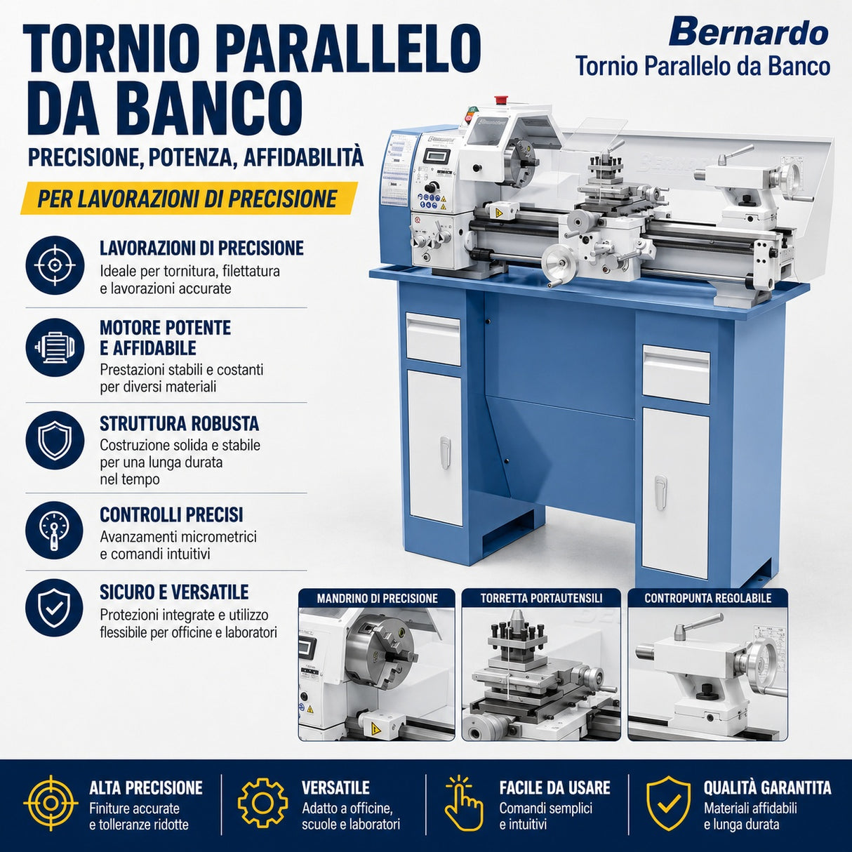 Bernardo Profi 550 LZ / 230 V Drehmaschine – Kompakt und präzise