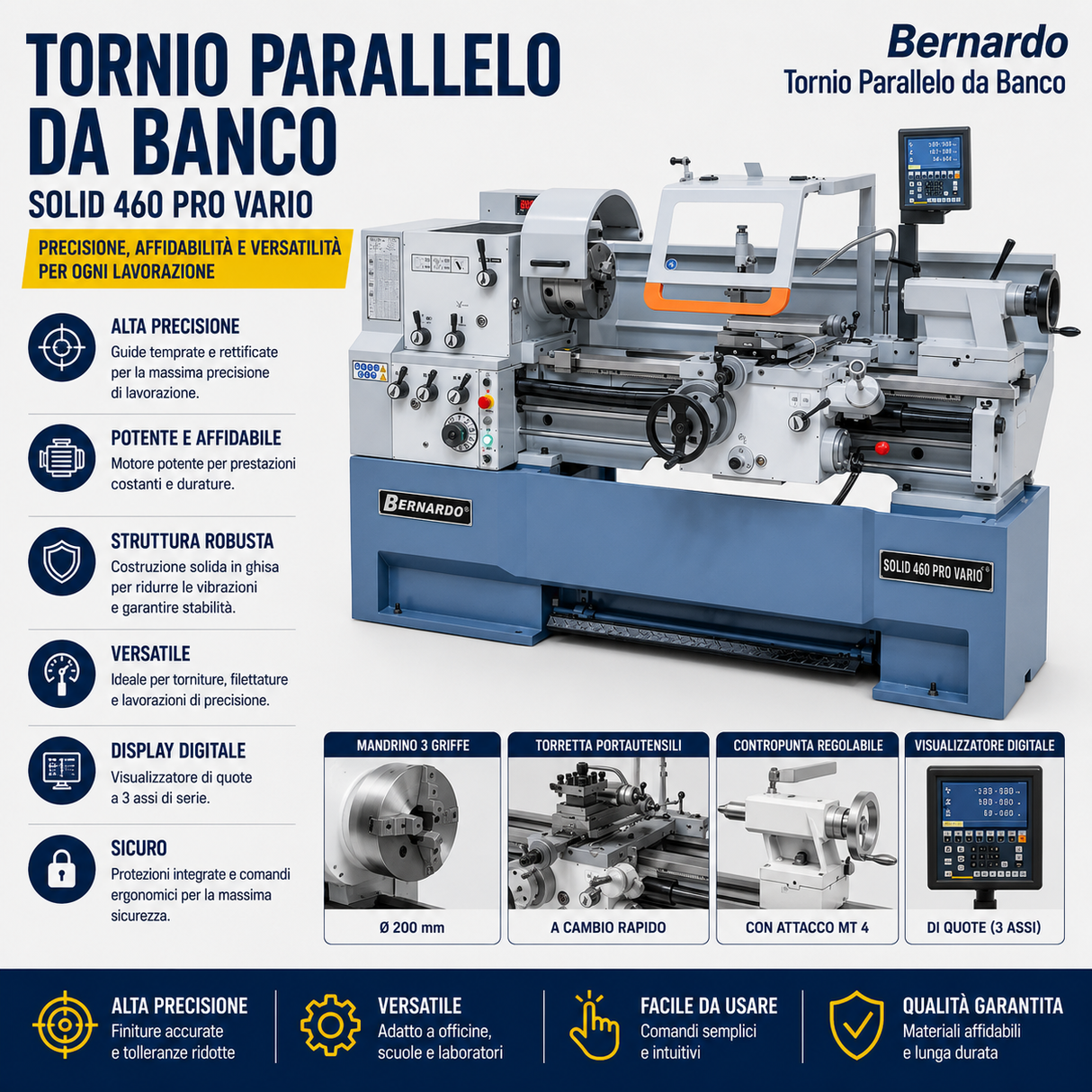 Bernardo Solid 460 x 1000 Pro Vario Metalldrehmaschine