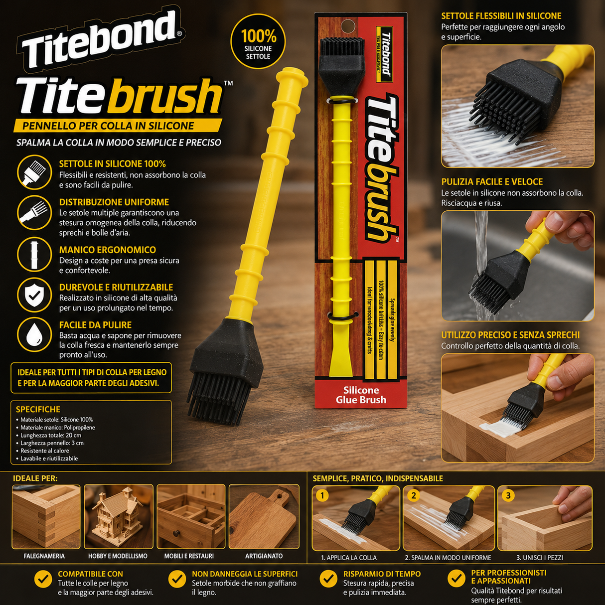 Pennello per colla per legno Bernardo Titebond Titebrush