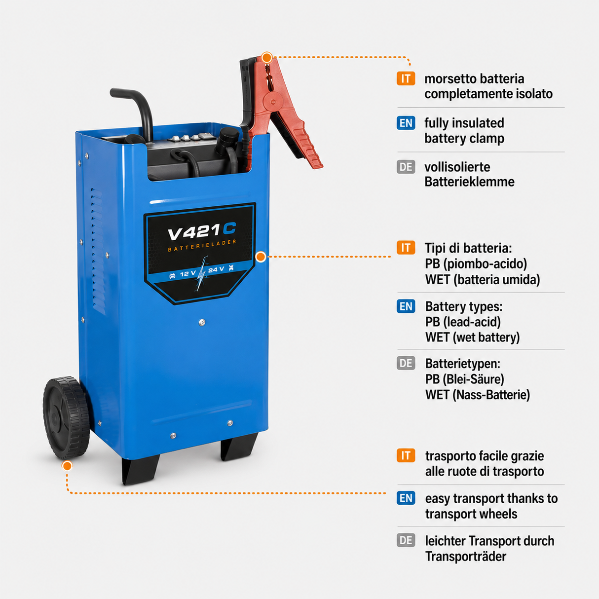 Güde V 621 C 12/24 V Batterieladegerät mit Starthilfefunktion