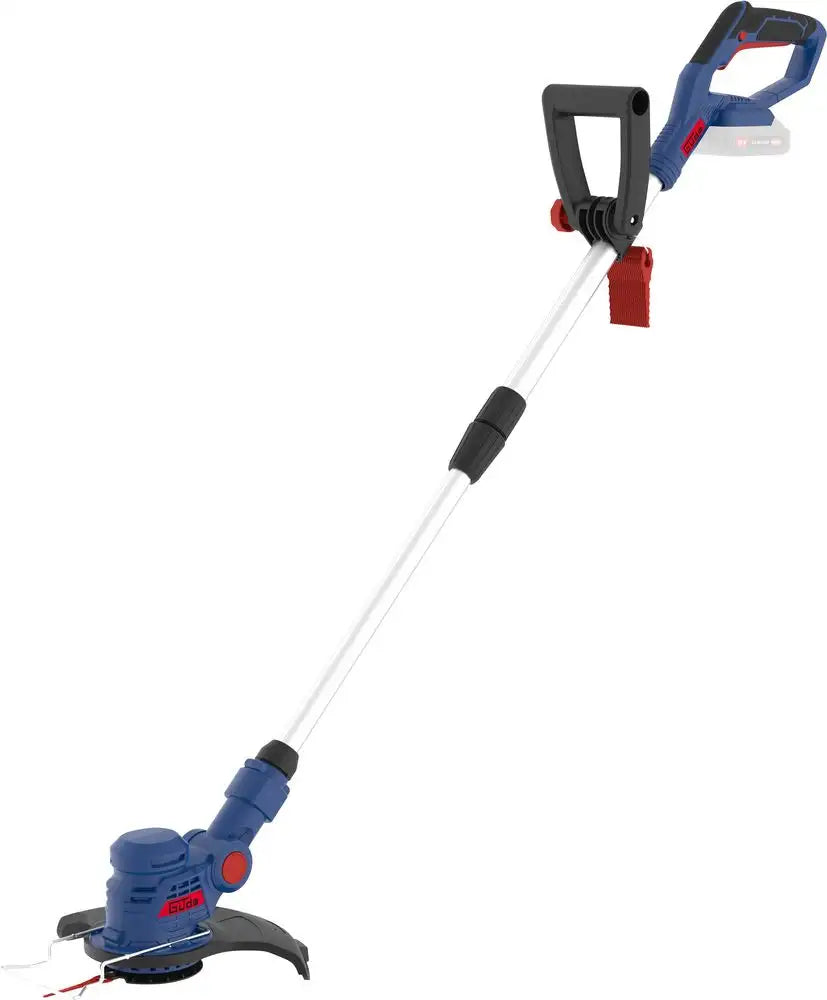Decespugliatore cordless Guede RT 18-0 18V con testa orientabile, asta telescopica e doppia lama, ideale per taglio erba e rifiniture.