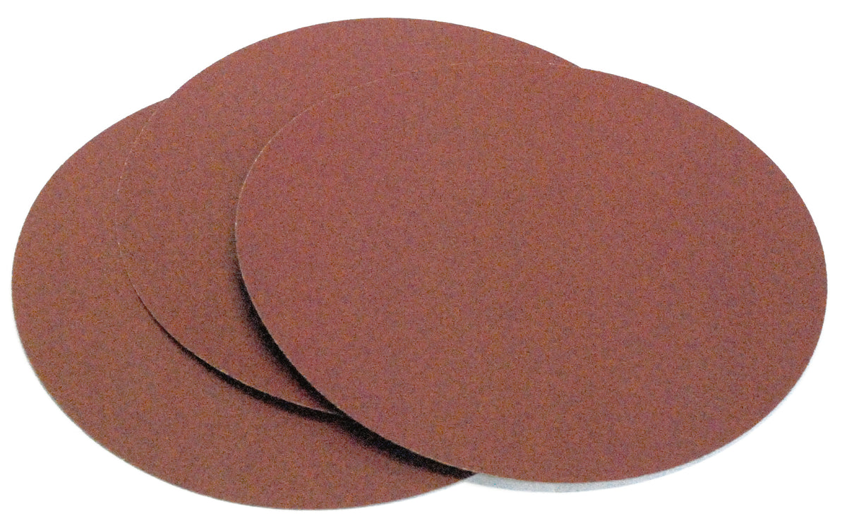 Set da 3 dischi abrasivi autoadesivi Record Power da 250 mm grana 60, ideali per levigatura e sgrossatura con BDS250.