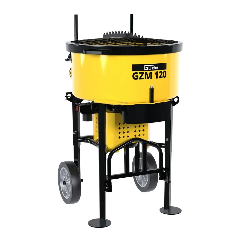 Miscelatore Guede GZM 120 con tamburo da 120 l e motore da 2000 W, ideale per malte, intonaci e materiali edili.