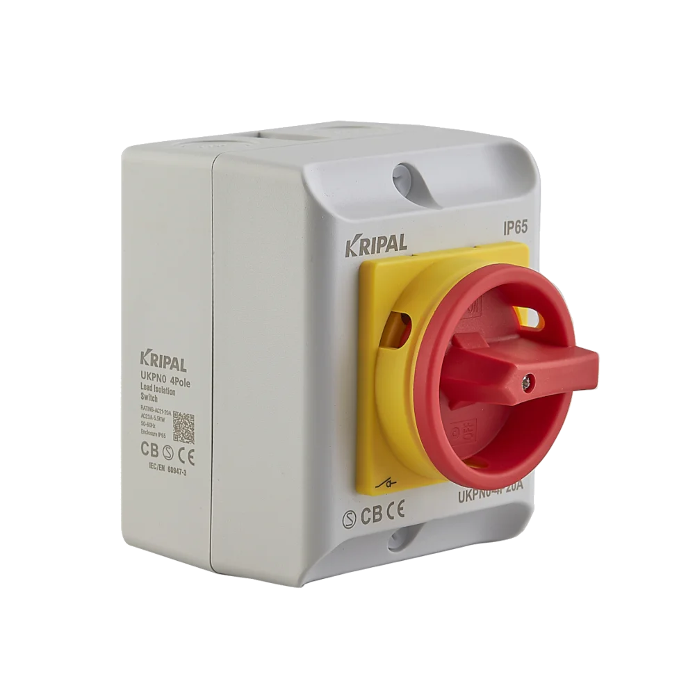 Interruttore rotativo di sicurezza da 400V con custodia IP65, ideale per impianti industriali e interventi manutentivi sicuri