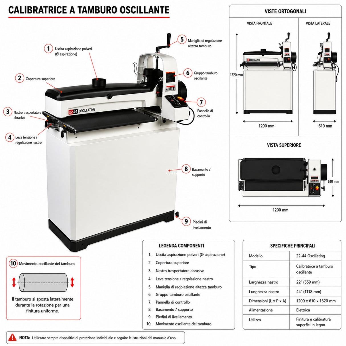 Jet-Kalibrator JWDS-2244OSC 1120mm Oszillationszylinder-Kalibrator
