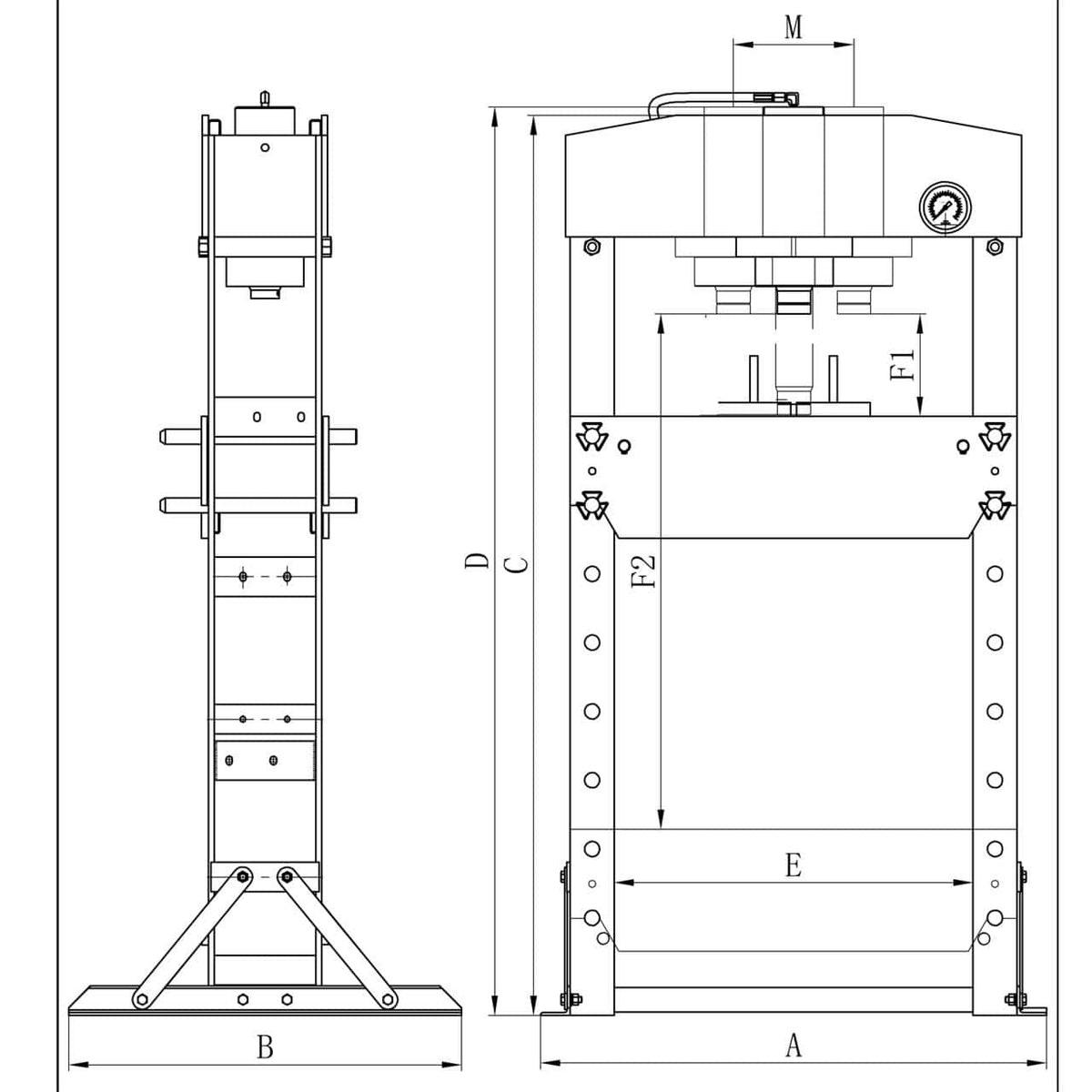 Bernardo PWK 100 F – 100-Tonnen-pneumatische Werkstattpresse