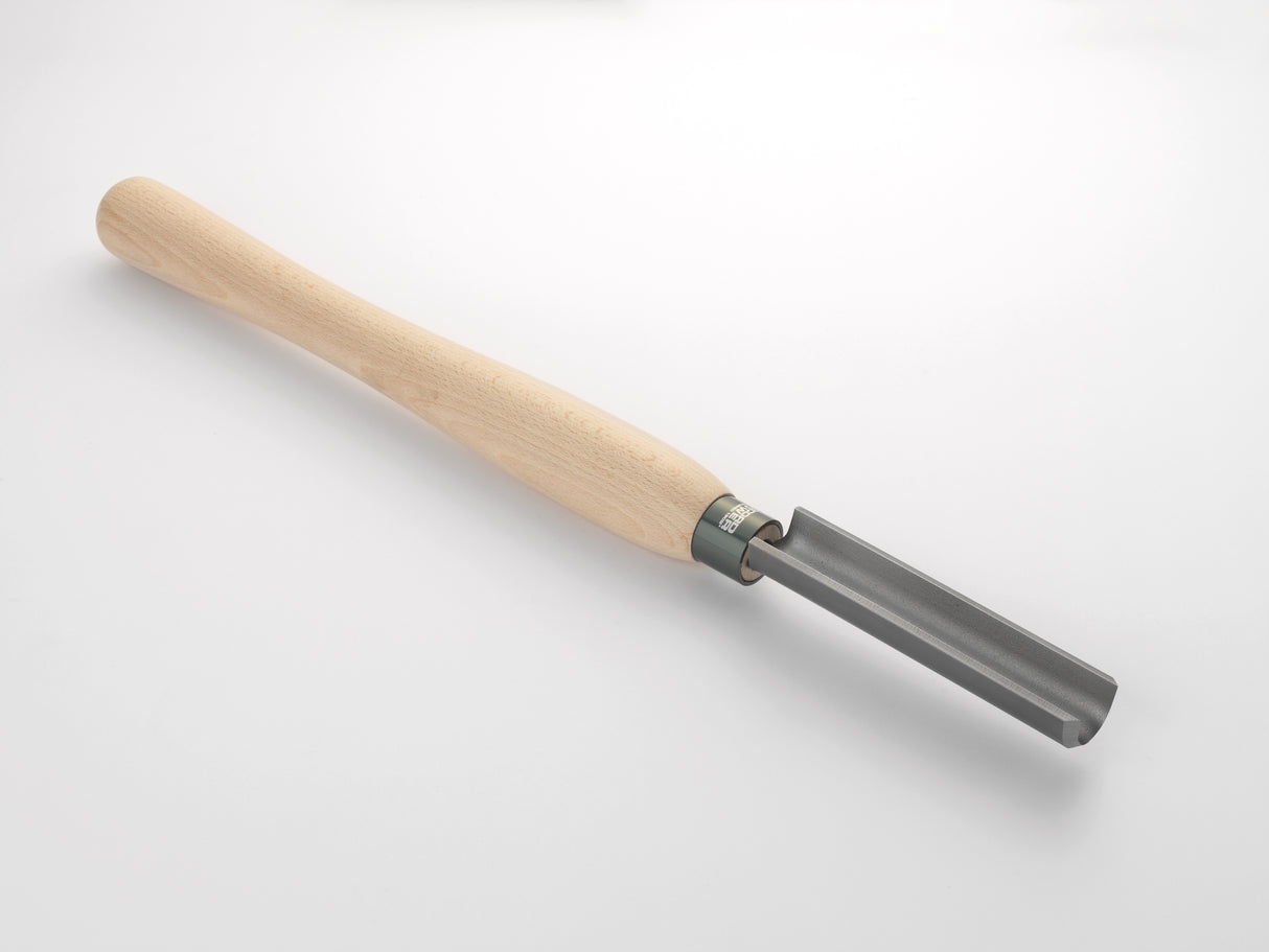 Sgorbia 32mm Record Power in HSS con manico da 16" in faggio, ideale per sgrossare rapidamente il legno tra le punte.