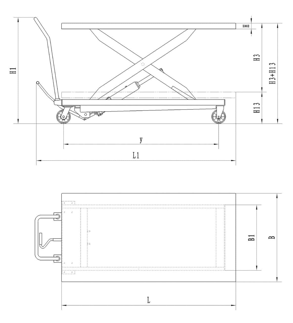 Hydraulischer Hubtisch mit großer Arbeitsfläche TG 1000