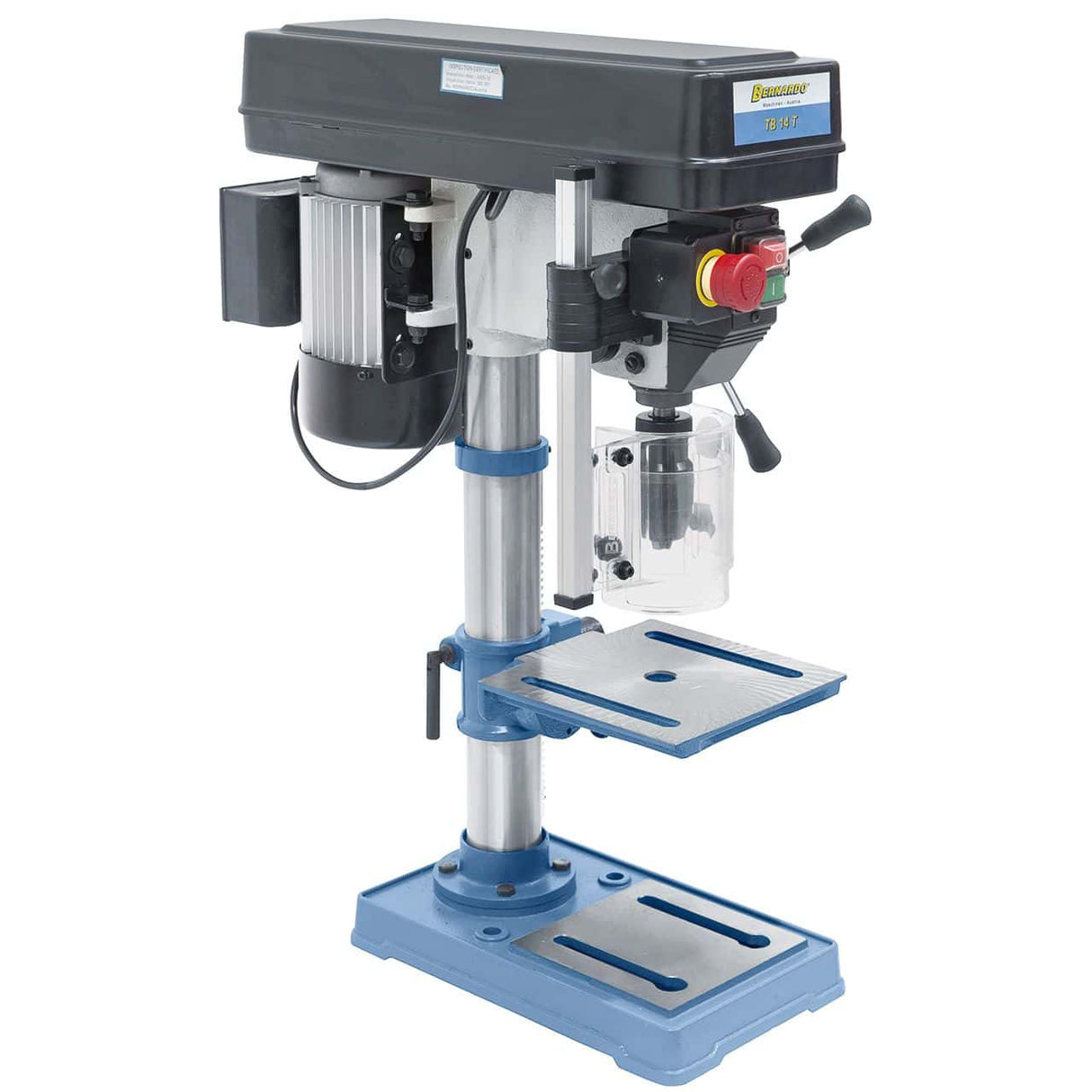 Bernardo TB 14 T Einsteiger-Tischbohrmaschine – Bohrdurchmesser 14 mm, fester Kegel B 16, 5 Geschwindigkeiten 620–2620 U/min, 0,37 kW 230-V-Motor, Gewicht 26 kg