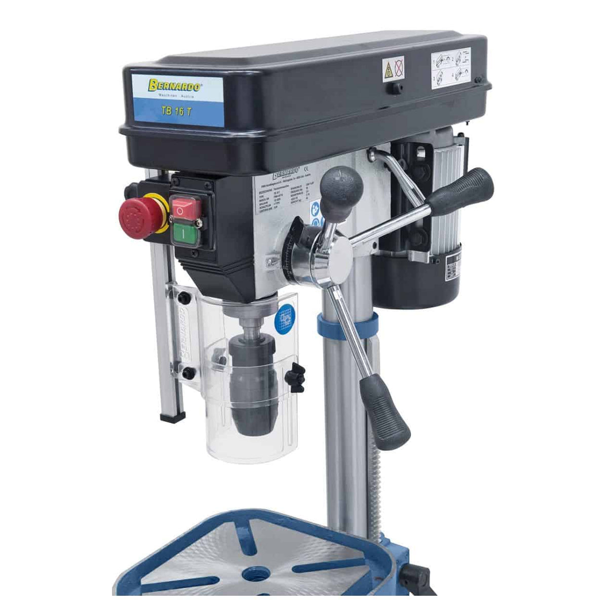 Bernardo TB 16 T / 230 V Einsteiger-Tischbohrmaschine – Bohrer Ø 16 mm, MT 2 Kegel, 12 Geschwindigkeiten 300–2550 U/min, 0,55 kW 230-V-Motor, Gewicht 36 kg