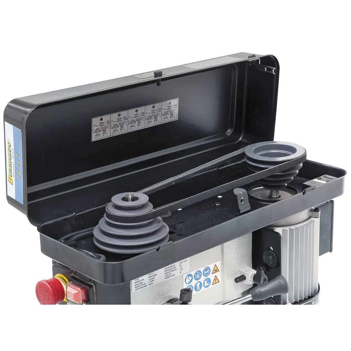 Bernardo TB 14 T Einsteiger-Tischbohrmaschine – Bohrdurchmesser 14 mm, fester Kegel B 16, 5 Geschwindigkeiten 620–2620 U/min, 0,37 kW 230-V-Motor, Gewicht 26 kg