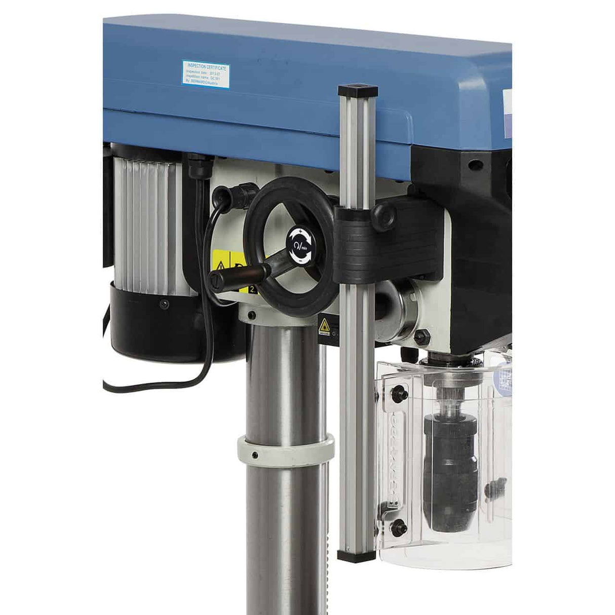 Bernardo BM 16 Vario / 400 V Tischbohrmaschine mit variabler Drehzahl und Laser – Bohrer Ø 16 mm, MT 2 Kegel, Drehzahl 400–1950 U/min, digitale Drehzahl- und Hubanzeige, 0,55 kW 400-V-Drehstrommotor, Gewicht 46 kg