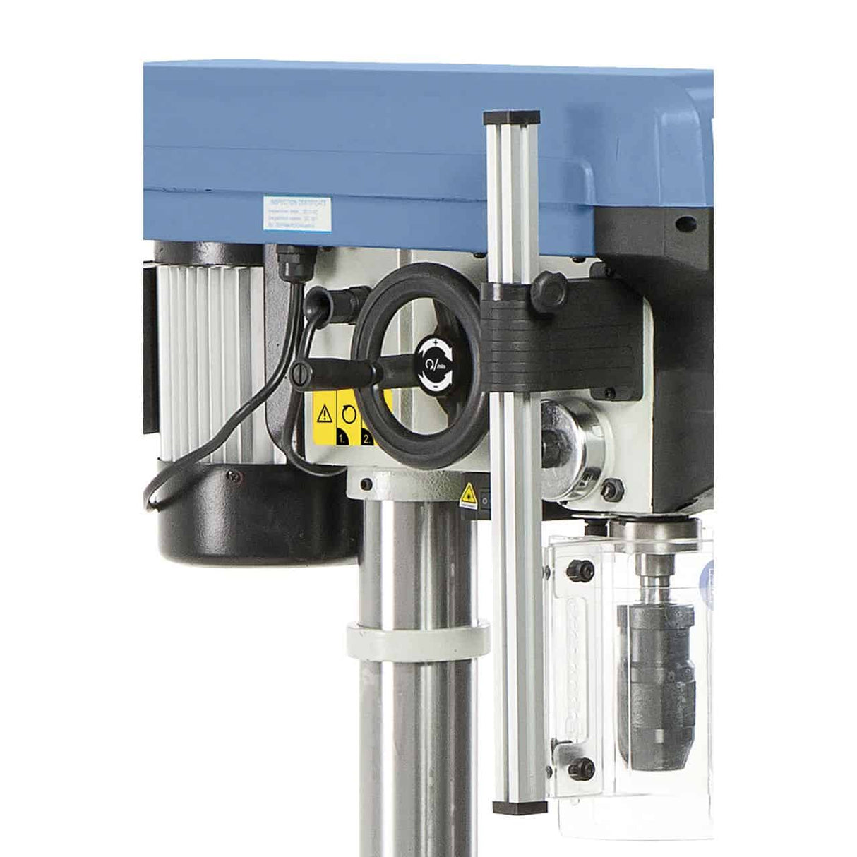 Bernardo SBM 16 Vario / 400 V Säulenbohrmaschine mit variabler Drehzahl und Laser – Bohrdurchmesser 16 mm, MT 2 Kegel, Drehzahl 400–1950 U/min, Spindel-Tisch-Abstand 690 mm, 0,60 kW 400-V-Drehstrommotor, Gewicht 57 kg