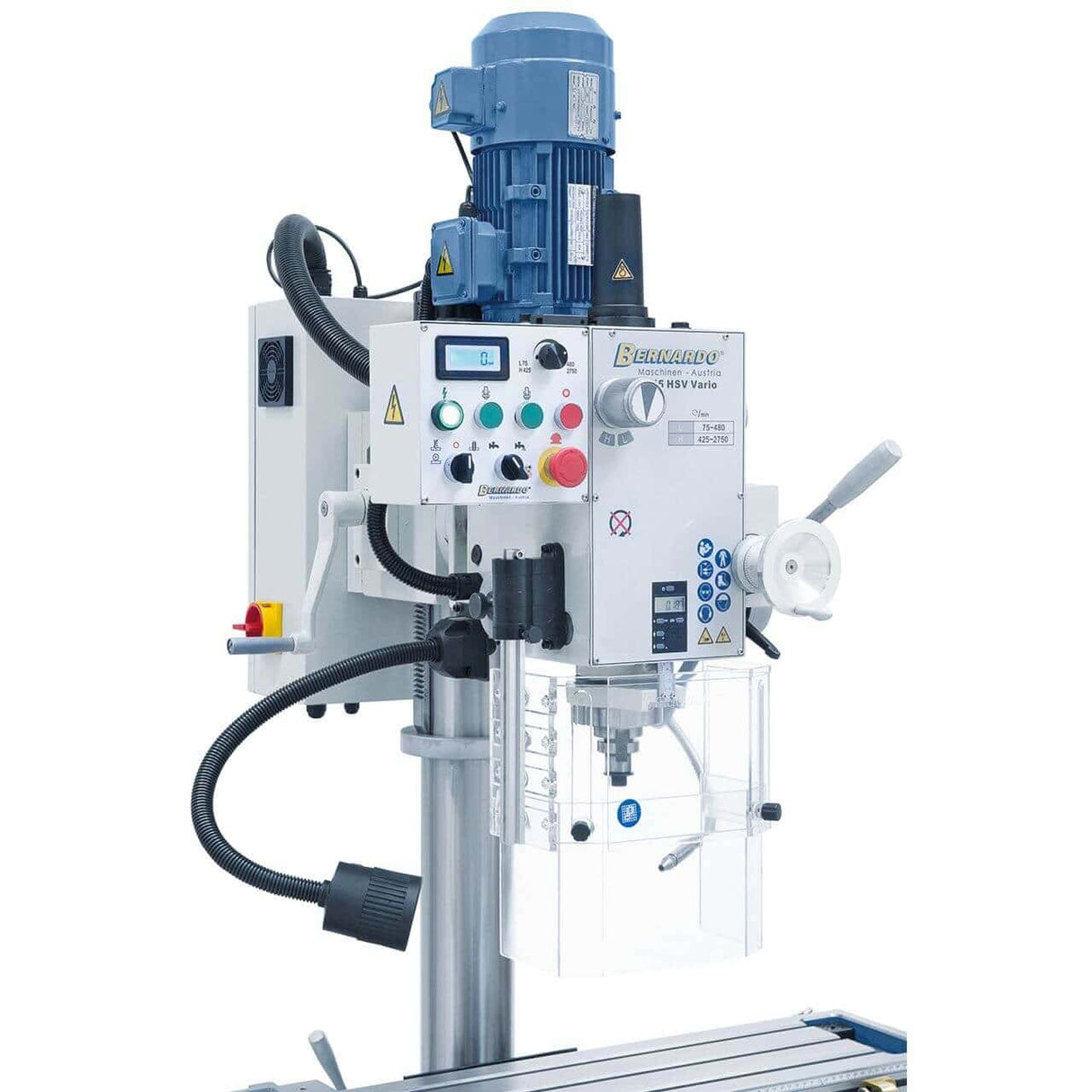 Trapano-fresatrice Bernardo BF 45 HSV Vario con inverter Delta, avanzamento automatico asse X AL 450 D
