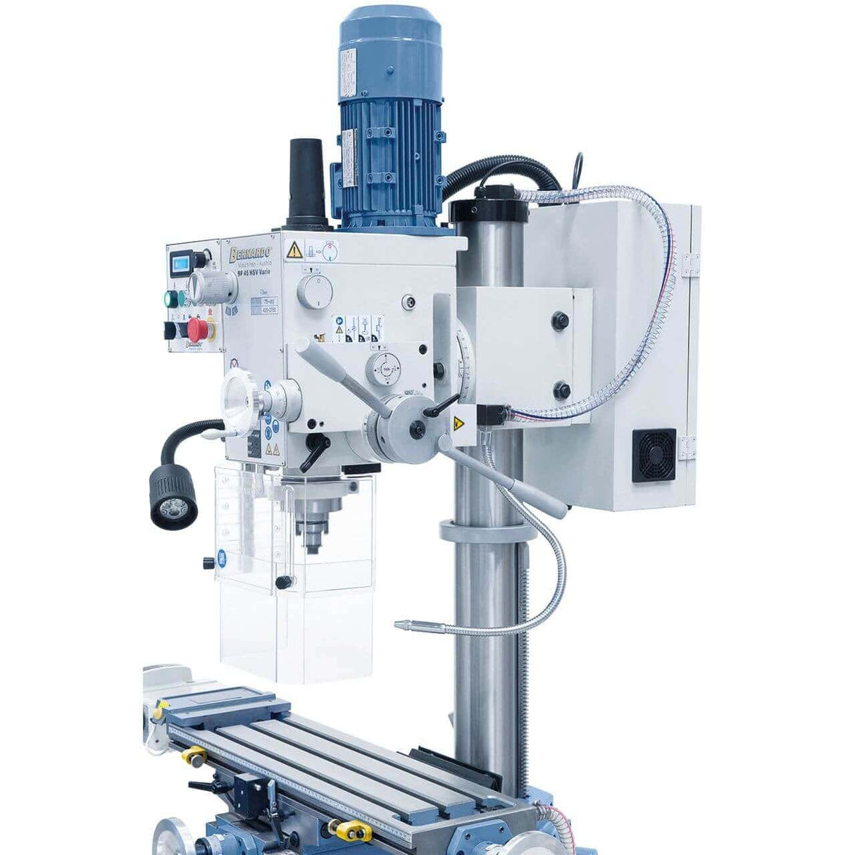 Trapano-fresatrice Bernardo BF 45 HSV Vario con inverter Delta, avanzamento automatico asse X AL 450 D