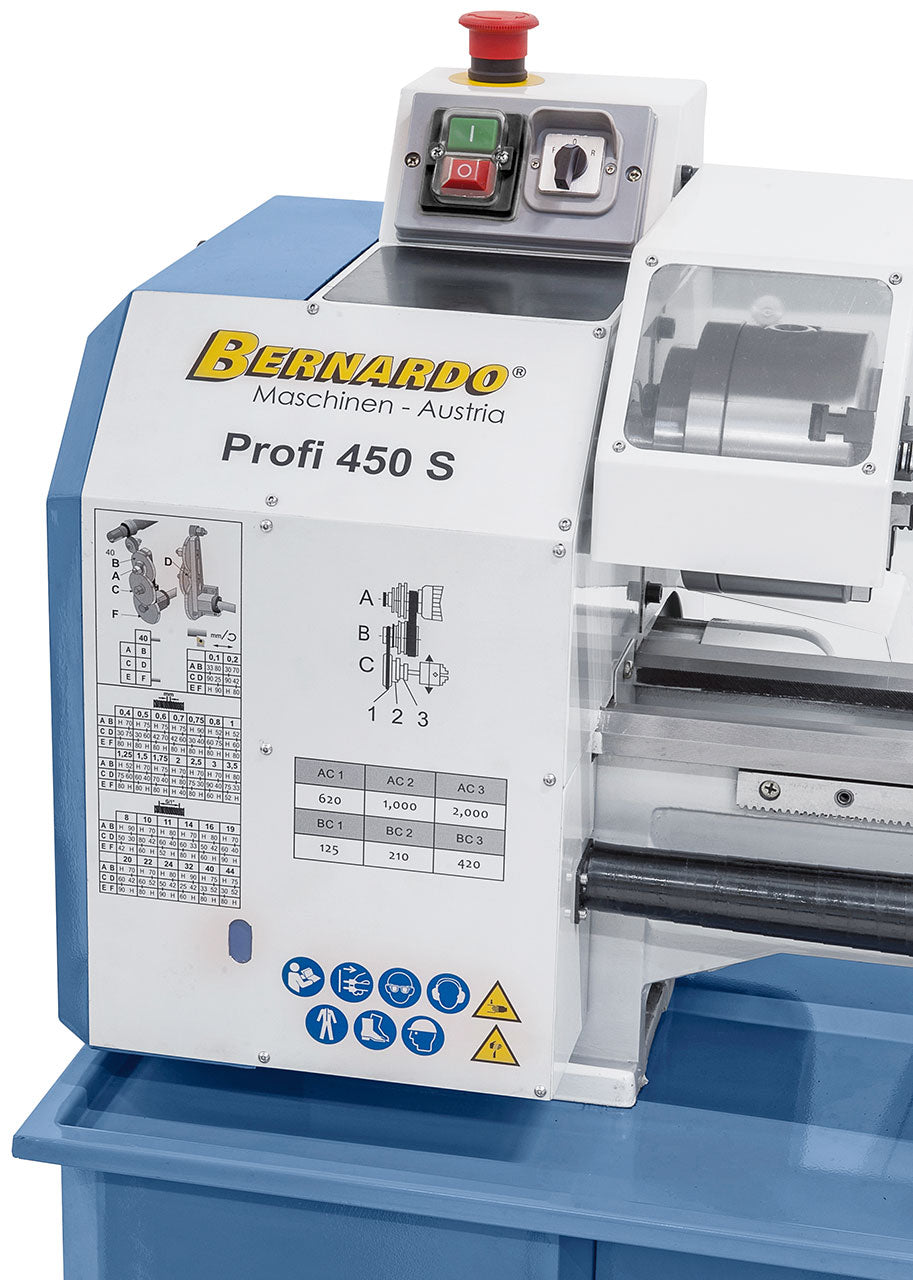 Bernardo Profi 450 S 230V Metalldrehmaschine + 5 Stück 12mm Hartmetallwerkzeuge
