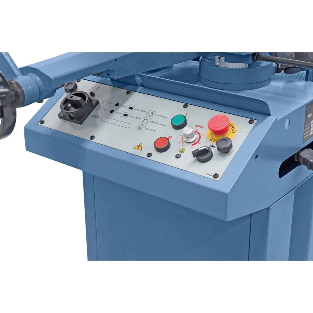 Sega a nastro orizzontale Bernardo HBS 210 Vario PRO – capacità Ø 170 mm su tondi a 90°, velocità taglio 0-90 m/min variabile, motore 1,5 kW, 230V monofase, peso 145 kg