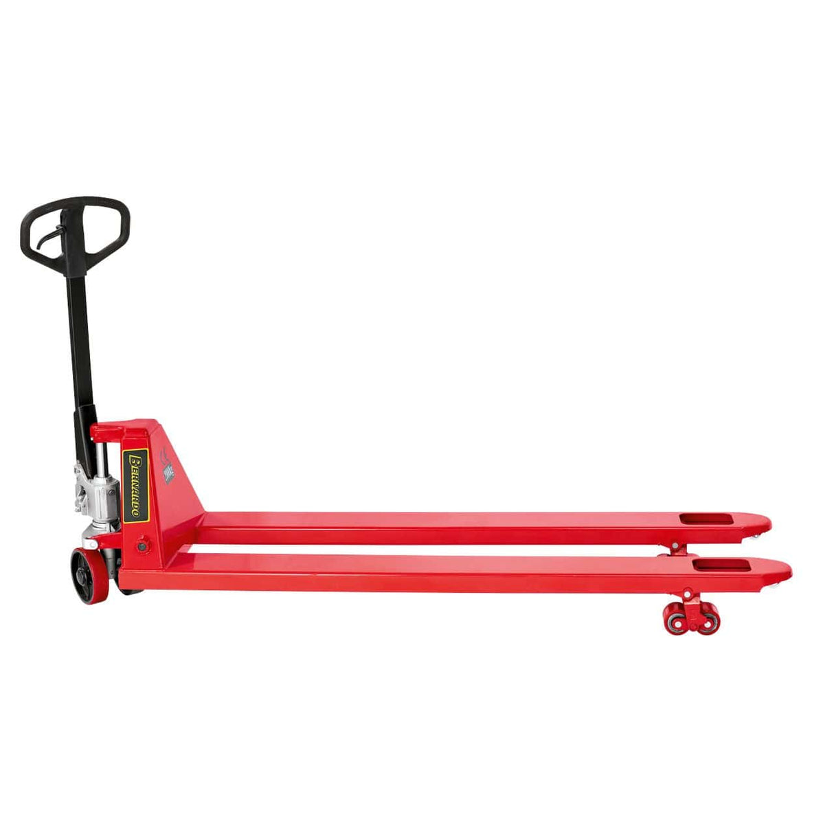 Bernardo PHW 2.0 L-1800 Handhubwagen mit langen Gabeln – Tragfähigkeit 2.000 kg, Gabeln 1800 × 160 mm für Doppelpaletten, max. Hubhöhe 200 mm, Gewicht 125 kg