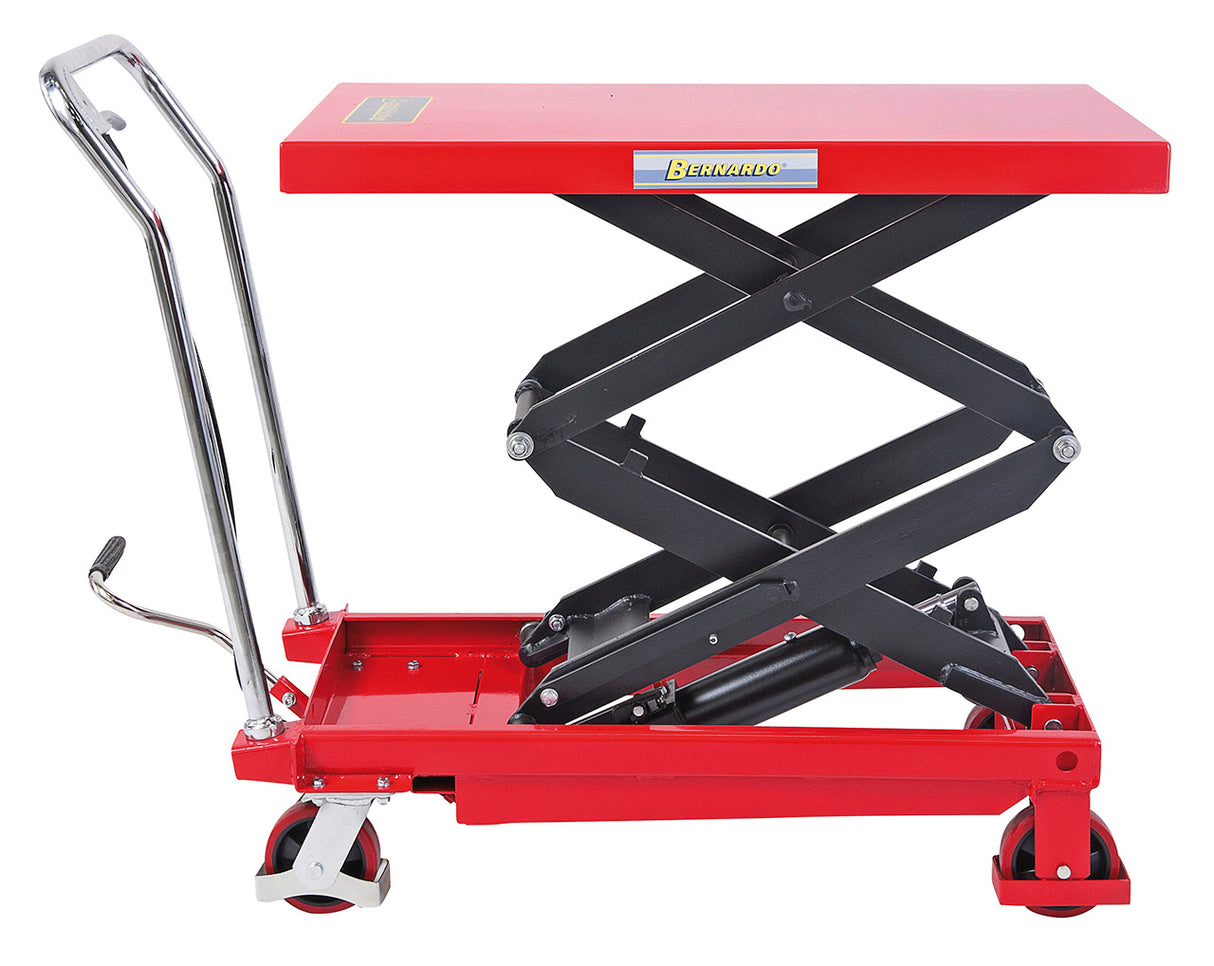 Bernardo BS 350 D manueller hydraulischer Hubtisch – Tragfähigkeit 350 kg, Höhe 355-1300 mm, Tisch 910 × 500 mm, Gewicht 98 kg