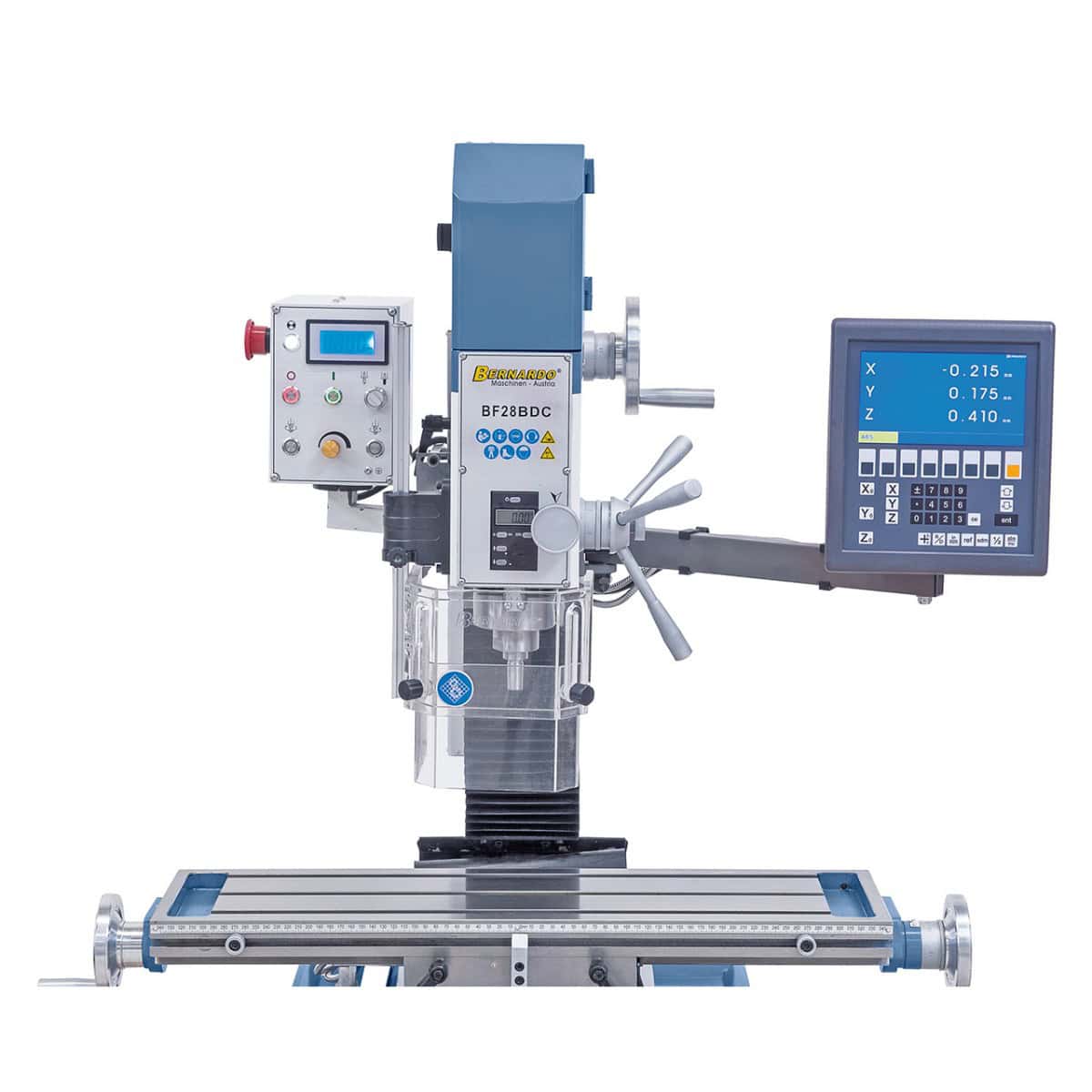 Bernardo BF 28 BDC Bohr- und Fräsmaschine mit 3-Achs-Digitalanzeige ES-12 V, Drehzahlregelung 100–3000 U/min