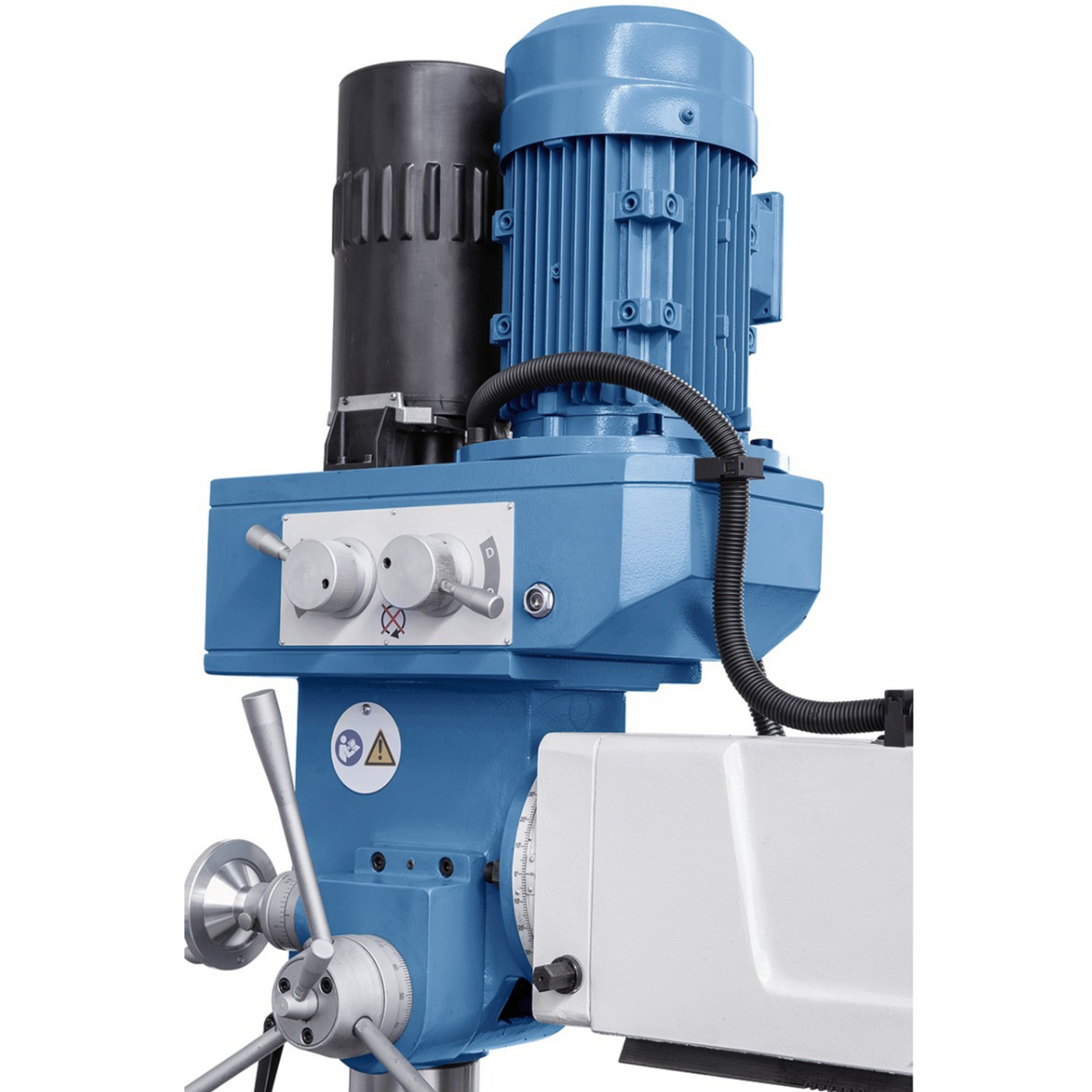 Bernardo UWF 90-1270 Universalfräsmaschine mit Digitalanzeige ES-12 H + pneumatischer Spannvorrichtung DIN 2080 – Tisch 1.270 × 280 mm, ISO 40, vertikale + horizontale Spindeln, 1,5 + 2,2 kW Motor, Gewicht 1.300 kg