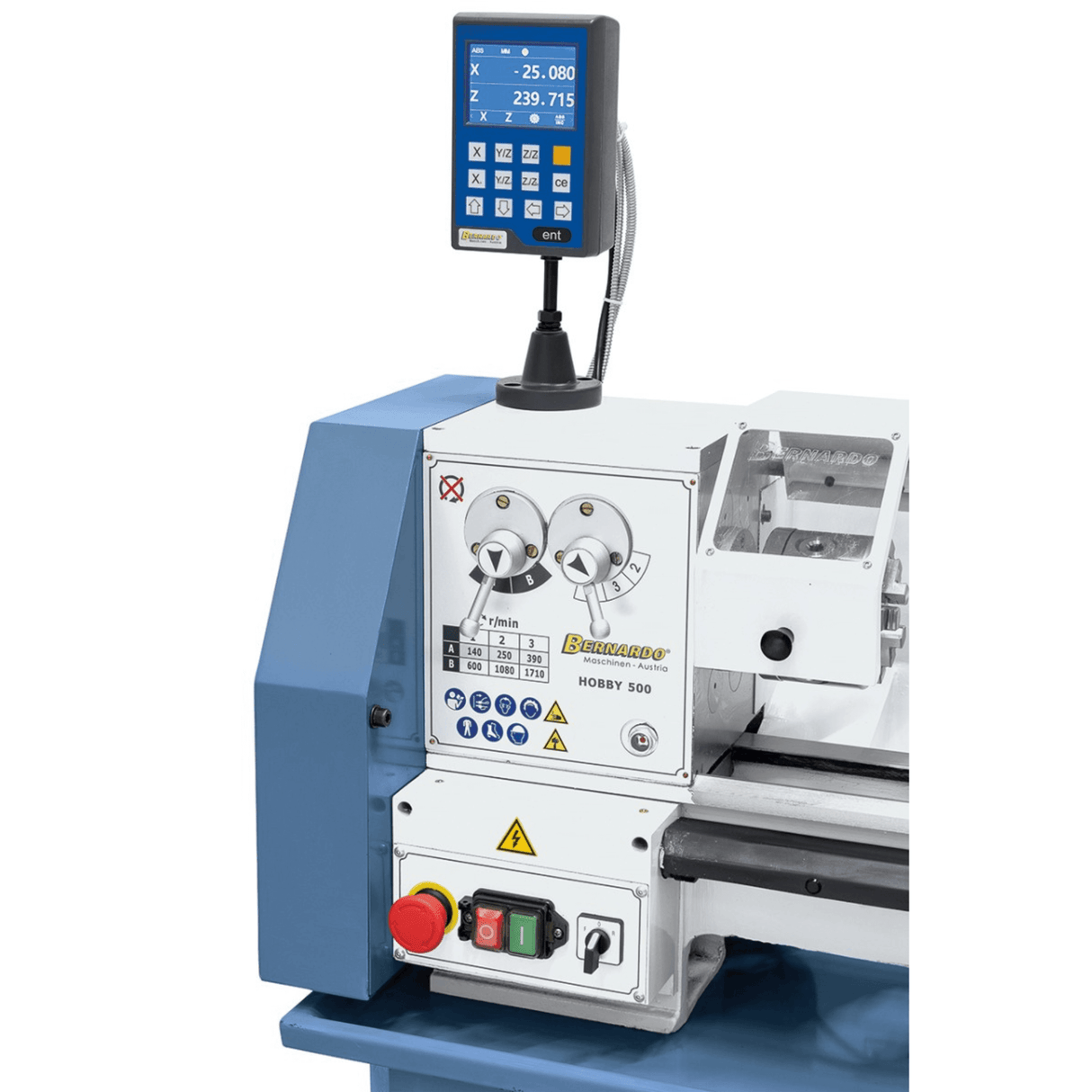 Bernardo Hobby 500 / 230V Metalldrehmaschine mit 2-Achsen-Digitalanzeige DT-40