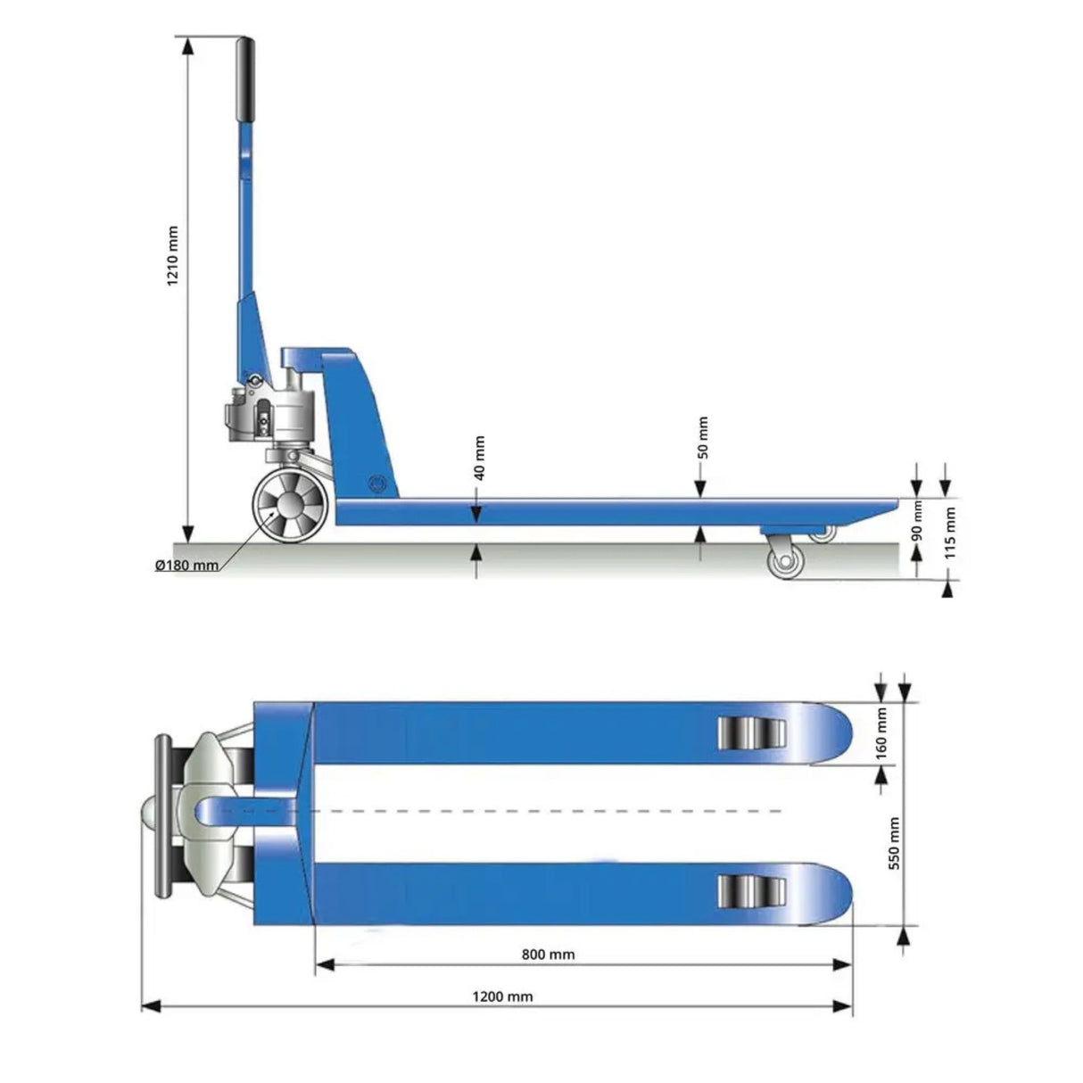 Güde 2500 kg PU Handgabelstapler (800 mm Gabeln)