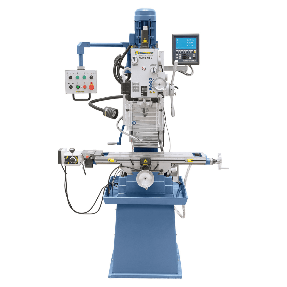 Bernardo FM 55 HSV Bohr-Fräsmaschine mit 3-Achs-Digitalanzeige und automatischem Vorschub