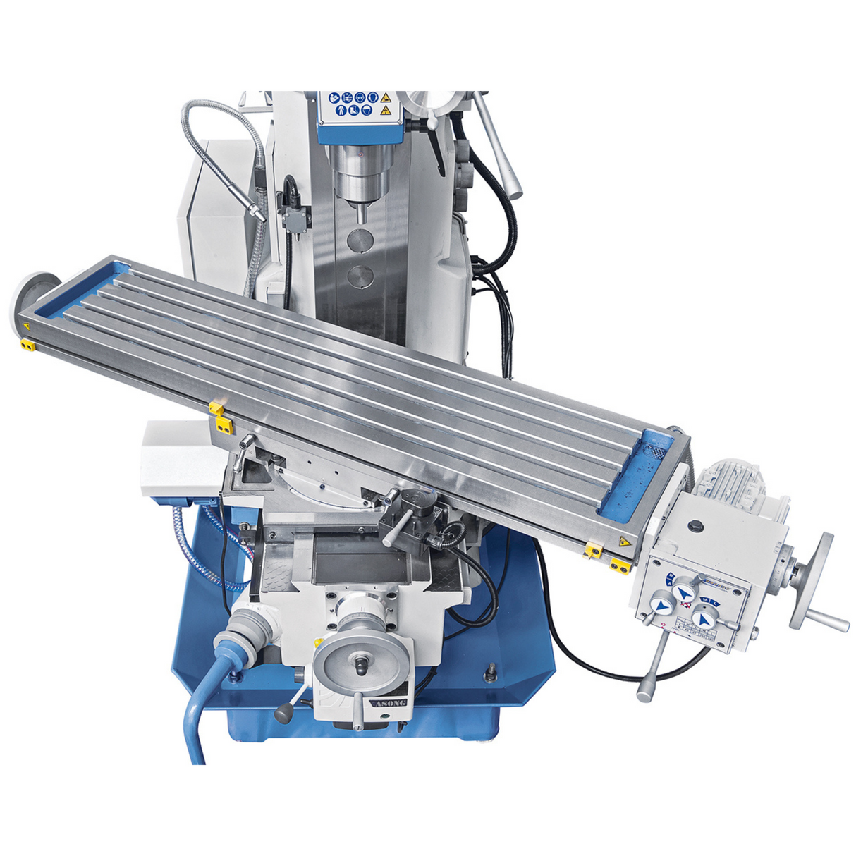 Bernardo UWF 90-1270 Universalfräsmaschine mit Digitalanzeige ES-12 H + pneumatischer Spannvorrichtung DIN 2080 – Tisch 1.270 × 280 mm, ISO 40, vertikale + horizontale Spindeln, 1,5 + 2,2 kW Motor, Gewicht 1.300 kg