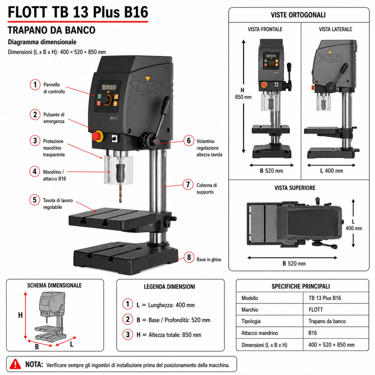Flott TB 13 Plus B16 Bohrmaschine