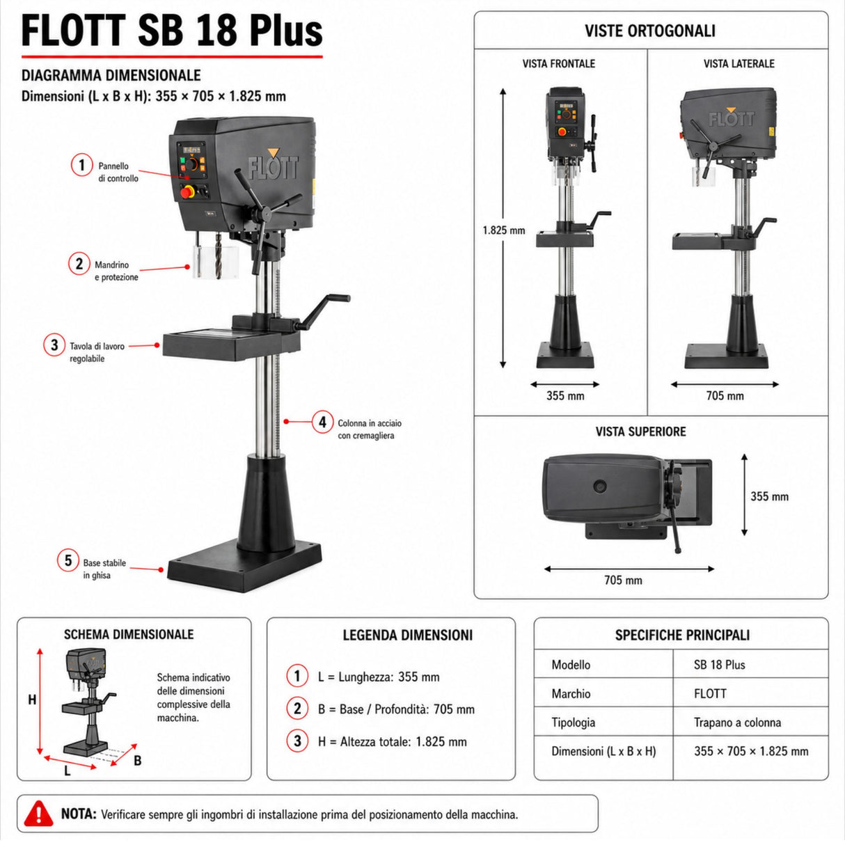 Flott SB 18 Plus Inverter-Bohrmaschine 30-3000 U/min