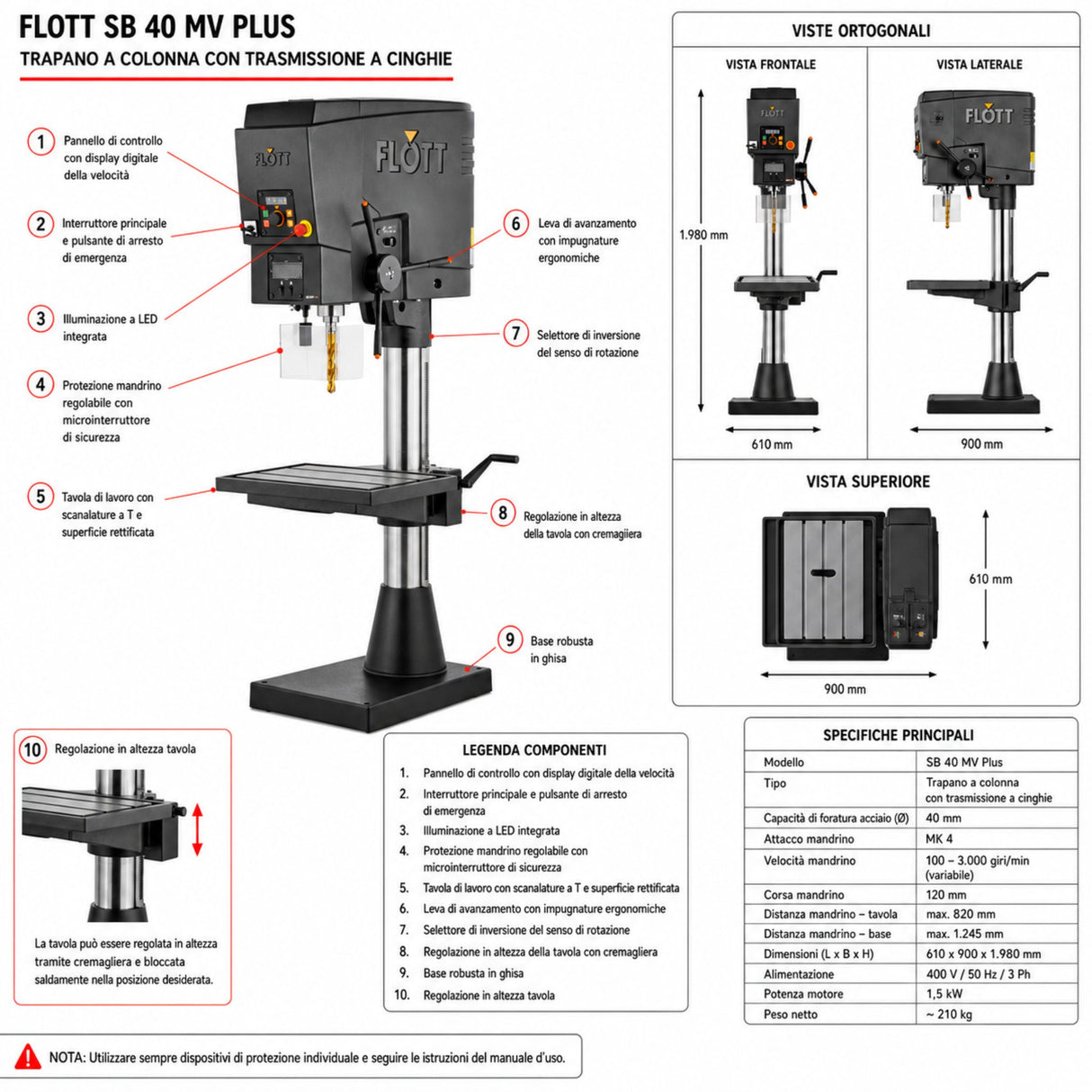 Flott SB 40 MV Plus Säulenbohrmaschine