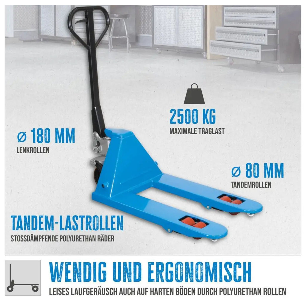 Güde 2500 kg PU Handgabelstapler (800 mm Gabeln)
