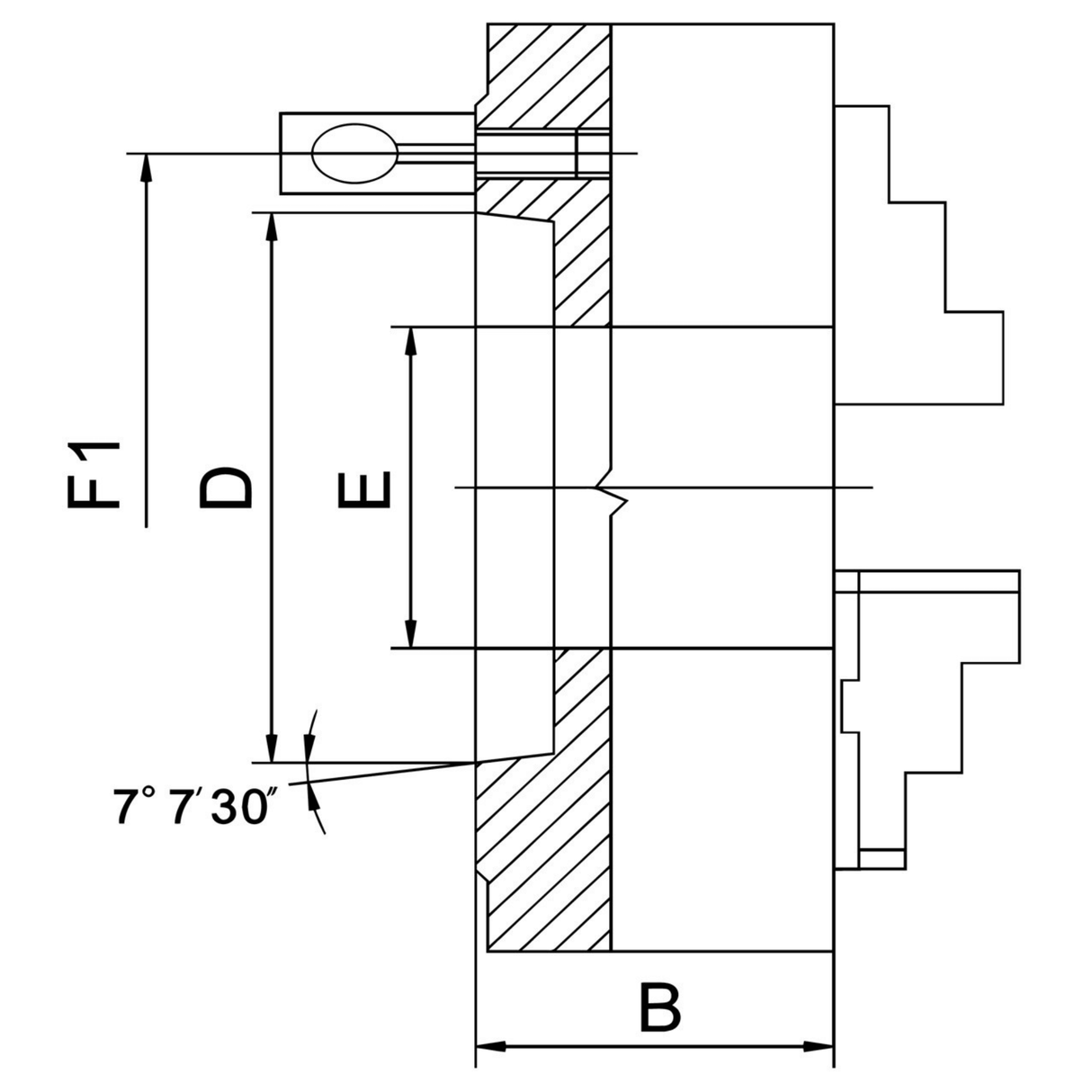 Bernardo PS3-250/D6 3-Backen-Drehbankfutter aus Gusseisen mit Selbstzentrierung