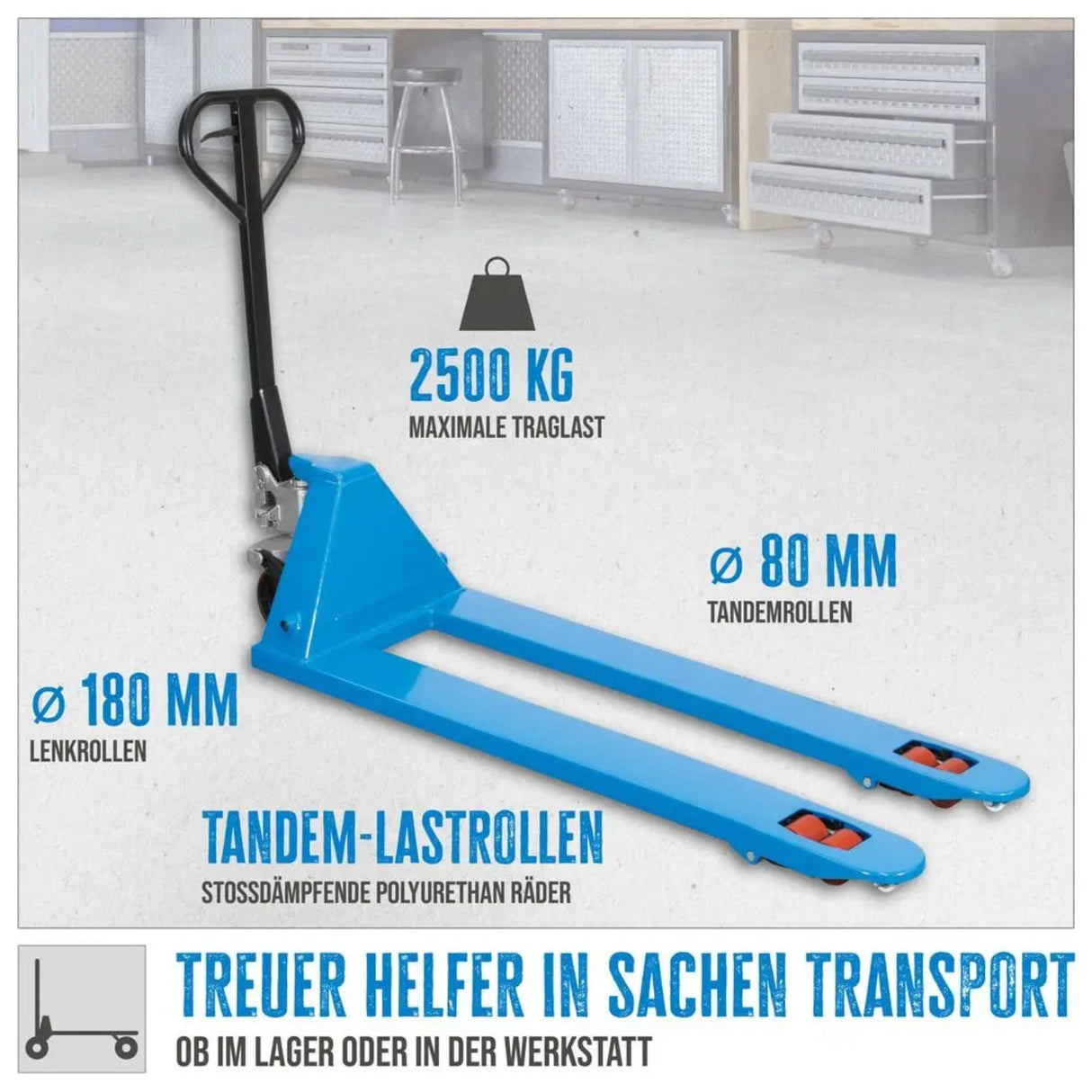 Güde 2500 kg PU Handgabelstapler (1800 mm Gabeln)