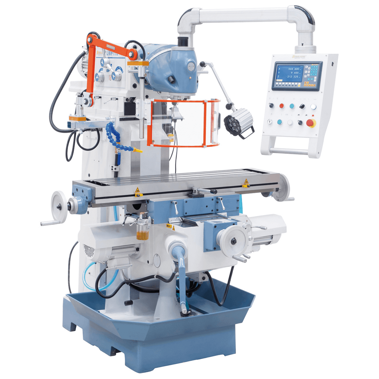 Bernardo UWF 110 Universalfräsmaschine – 360°-Universalkopf, ISO 40, 1120 × 260 mm Tisch, 2,2 kW Motor, 3-Achsen-Digitalanzeige ES-12 H