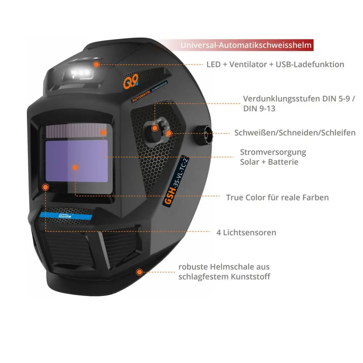 Attrezzatura per saldatura Guede GÜDE Casco automatico per saldatura