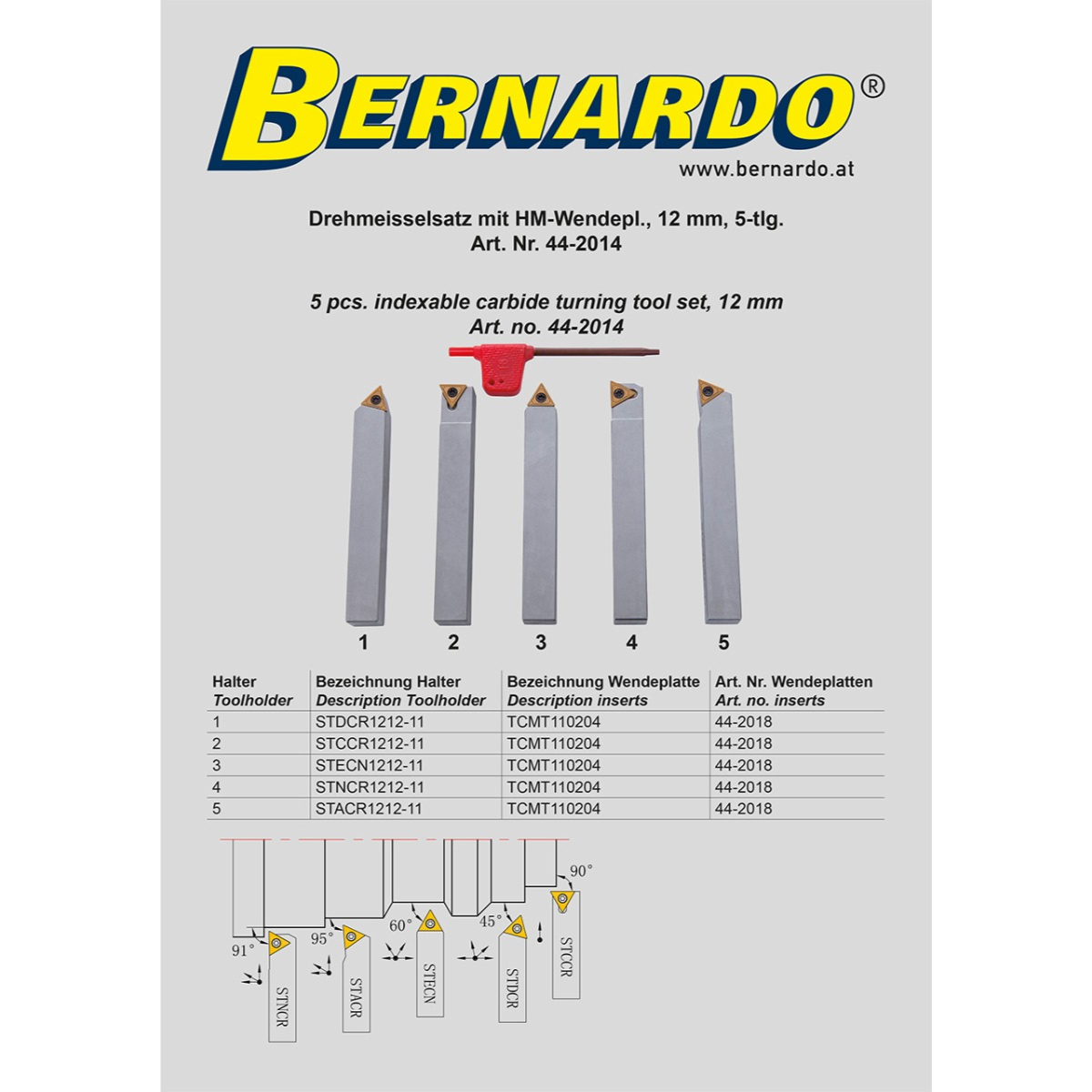 Bernardo Drehmaschinen-Schneidwerkzeug mit abnehmbaren HM 12 mm Platten