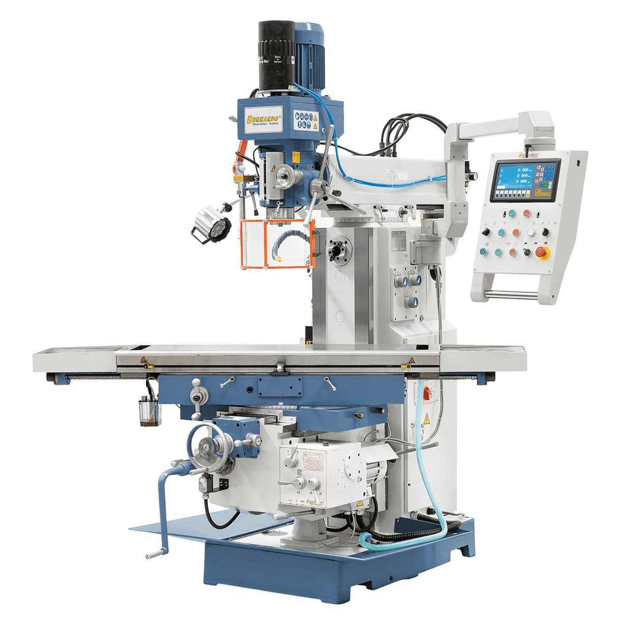 Bernardo UWF 95 N Universalfräsmaschine – ISO 40, pneumatische Spannvorrichtung DIN 2080, 1.600×360 mm Tisch, 2,2+2,2 kW Motoren, 3-Achs-Digitalanzeige, Gewicht 2.200 kg